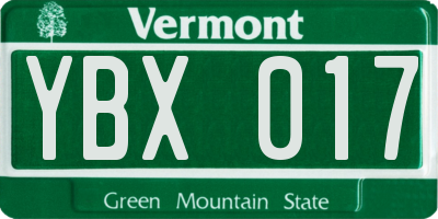 VT license plate YBX017