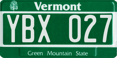 VT license plate YBX027