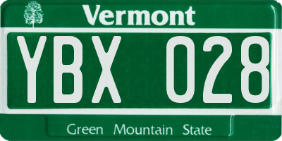 VT license plate YBX028