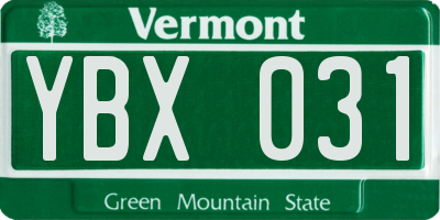 VT license plate YBX031