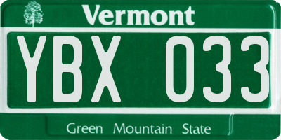 VT license plate YBX033