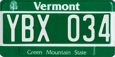 VT license plate YBX034
