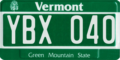 VT license plate YBX040