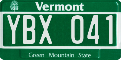 VT license plate YBX041