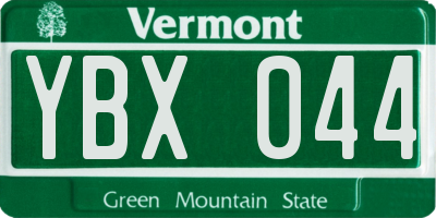 VT license plate YBX044