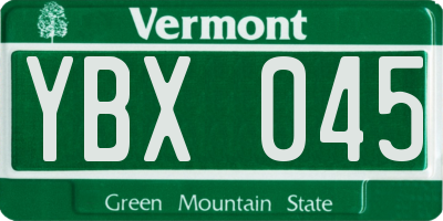 VT license plate YBX045
