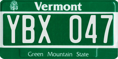 VT license plate YBX047