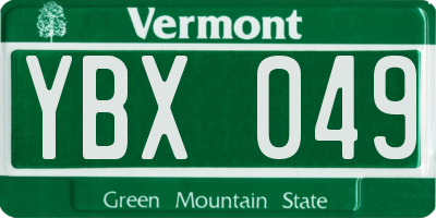 VT license plate YBX049