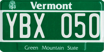 VT license plate YBX050