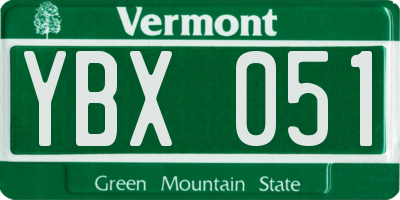 VT license plate YBX051