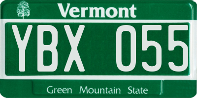 VT license plate YBX055