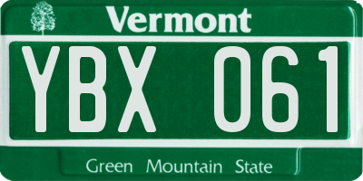 VT license plate YBX061