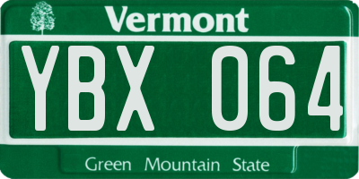 VT license plate YBX064