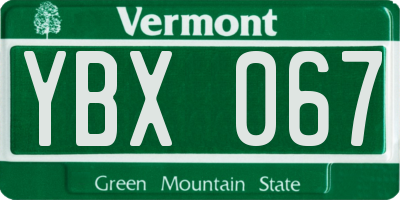 VT license plate YBX067