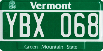 VT license plate YBX068