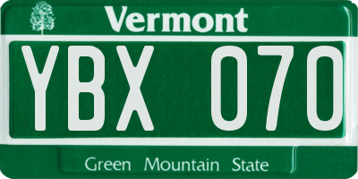 VT license plate YBX070