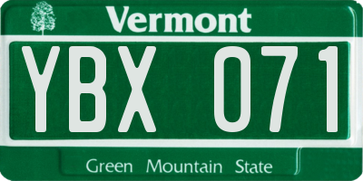 VT license plate YBX071