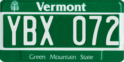 VT license plate YBX072