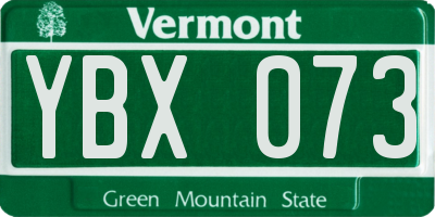 VT license plate YBX073
