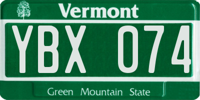 VT license plate YBX074