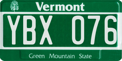 VT license plate YBX076