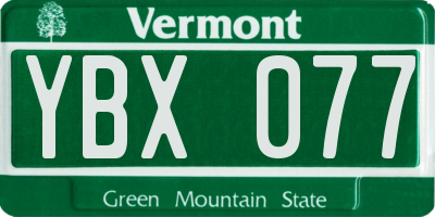 VT license plate YBX077