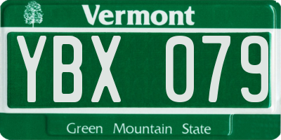VT license plate YBX079