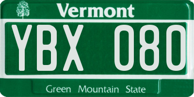 VT license plate YBX080