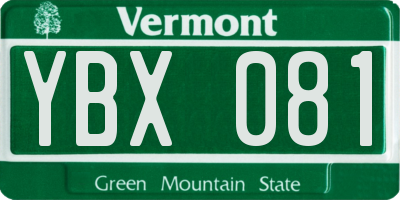 VT license plate YBX081