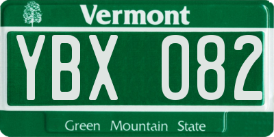 VT license plate YBX082