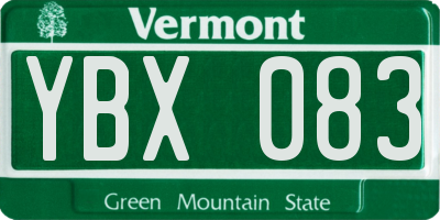 VT license plate YBX083
