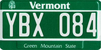 VT license plate YBX084