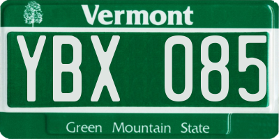 VT license plate YBX085