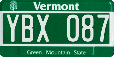 VT license plate YBX087