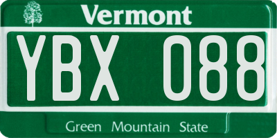 VT license plate YBX088
