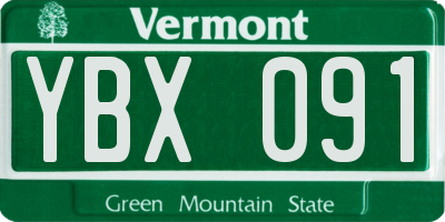 VT license plate YBX091