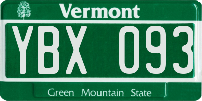 VT license plate YBX093