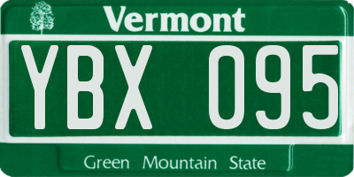 VT license plate YBX095