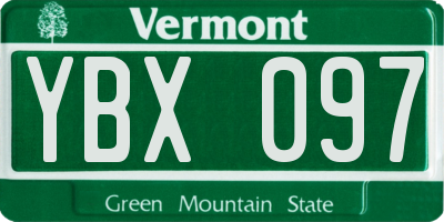 VT license plate YBX097