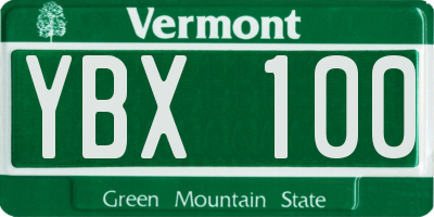 VT license plate YBX100