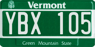 VT license plate YBX105