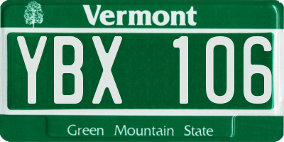 VT license plate YBX106