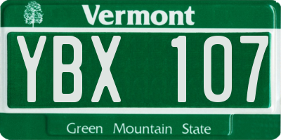 VT license plate YBX107