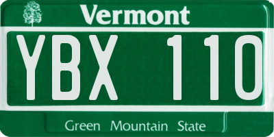 VT license plate YBX110