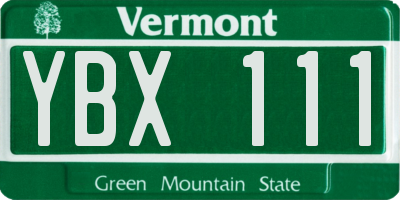 VT license plate YBX111
