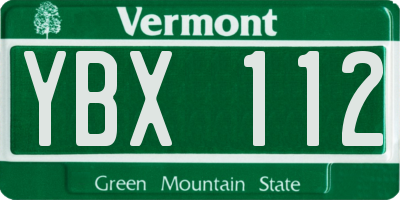 VT license plate YBX112