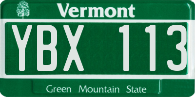 VT license plate YBX113