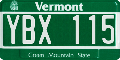 VT license plate YBX115
