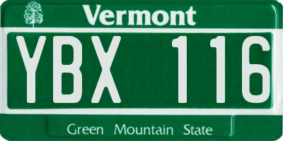 VT license plate YBX116