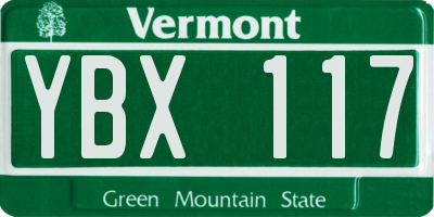 VT license plate YBX117